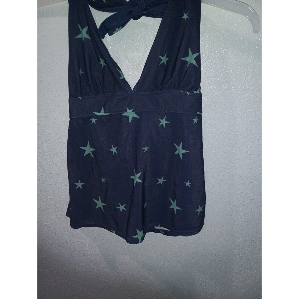 tropical escape takini tie up navy with teal stars size L